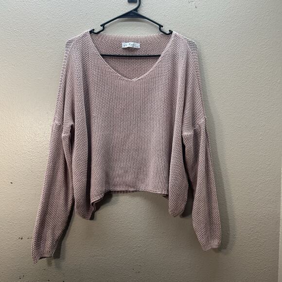 Gigi Moda Knit Sweater Italy Pink Oversized Lagenlook Cropped Chic Modal Blend - Picture 1 of 7